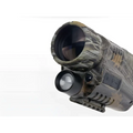 Camouflage digital night vision telescope with textured grip and black flashlight attachment for enhanced visibility