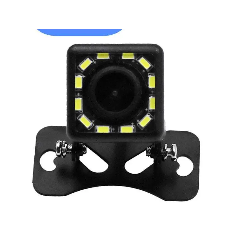 Black square-shaped car hd night vision external ccd camera with yellow led lights around the rear lens