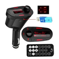 Black car kit mp3 player wireless fm transmitter with red accents and usb flash drive for mp3 playback