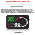 Matte black car mounted hud speedometer with multi-function color screen digital readouts and fuel consumption projector