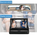Black digital car rearview mirror with 50mm width featuring integrated baby monitor display for car seat baby monitoring