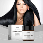 Hoegoa chehe castor oil hair mask nourishing treatment in a brown jar with black lid and matching box visible