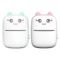 Cute white cat ear mini printer portable bluetooth labeler with pastel ears and cartoon faces for easy labeling