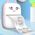 Cute white and pink cat ear mini printer portable bluetooth labeler with cartoon eyes and ears for on-the-go printing