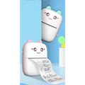 White and pink cat ear mini portable bluetooth printer labeler with cute cat face design for easy labeling tasks