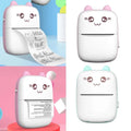 Cute white and pink cat ear mini portable printer bluetooth labeler with soft plastic body for easy labeling