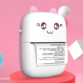 Cute white and pink cat ear mini printer portable bluetooth labeler with cartoon eyes and ears for easy labeling