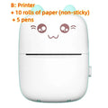 Cute white and light blue cat ear mini printer portable bluetooth labeler with cartoon eyes and whiskers