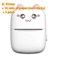 White and pink cat ear mini printer portable bluetooth labeler with cat-shaped design and cute cartoon face