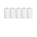 Six white cylindrical paper rolls for cat ear mini printer portable bluetooth labeler with bluetooth labeler feature