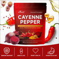 Red pouch of cayenne pepper hawthorn berry softgels featuring a 12-in-1 premium botanical blend including ceylon cinnamon
