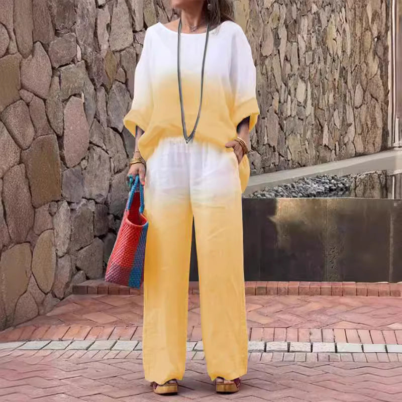 Women's cotton linen gradient two-piece set – view 1