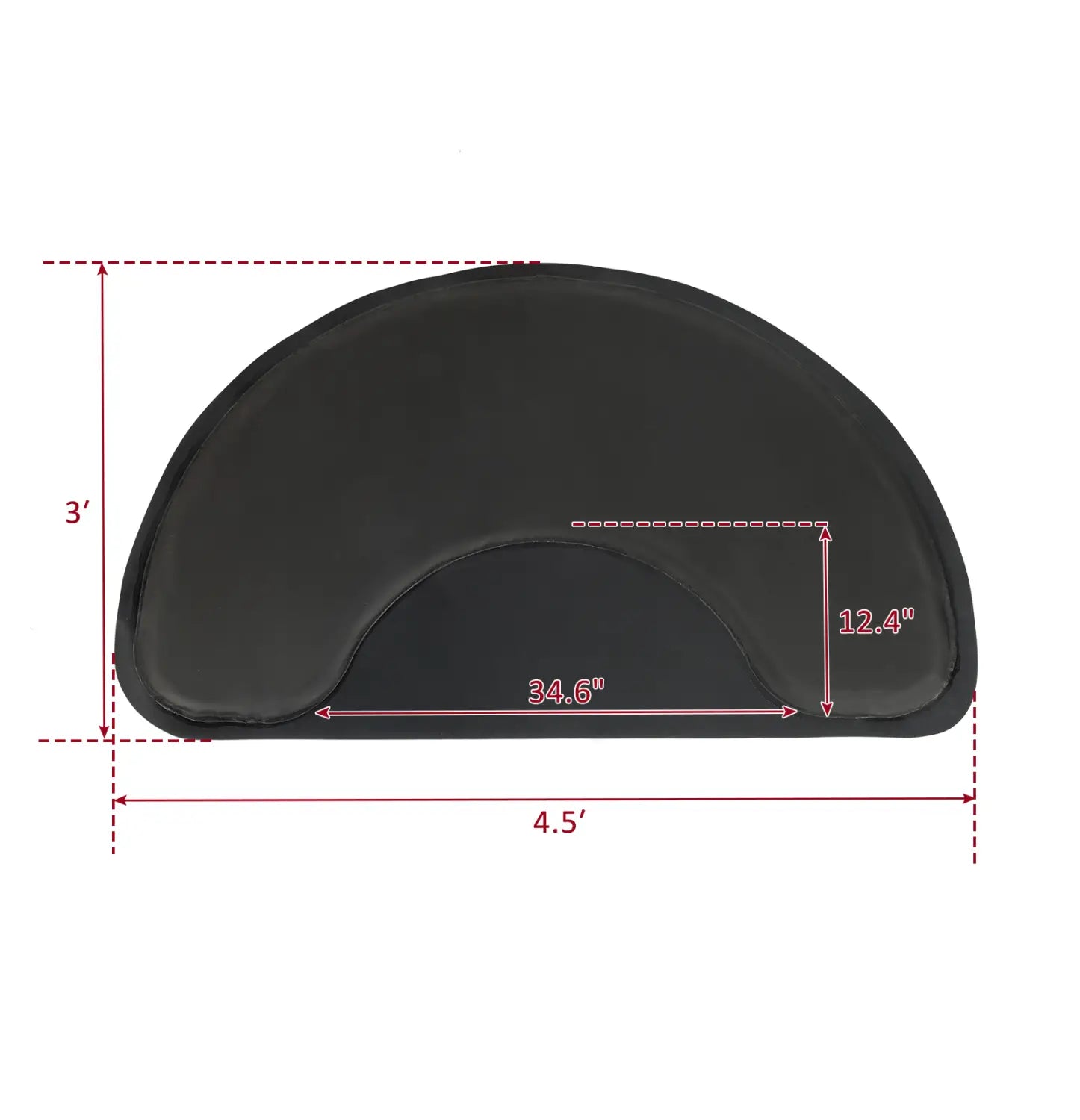 black salon mat outer circle with a smooth padded surface and rounded edges designed for salon use