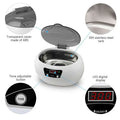 White oval-shaped ceramic ultrasonic cleaning machine with digital display and 304 stainless steel tank with lid