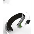 White and black headband-style cervical spine integrated massage device with visible green circuit board inside white housing