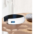 White and black cervical spine integrated massage device with a glowing blue control panel for neck relief