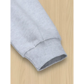 Gray heathered ribbed knit cuff on christmas ribbon women basic casual pullover spring wear for comfortable everyday use