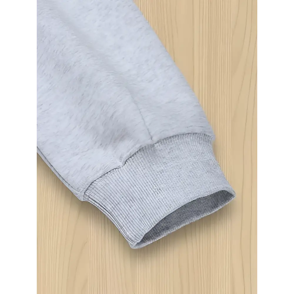 Gray heathered ribbed knit cuff on christmas ribbon women basic casual pullover spring wear for comfortable everyday use