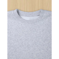 Gray heathered cotton crewneck christmas ribbon women casual pullover with ribbed collar and white inner lining for spring wear