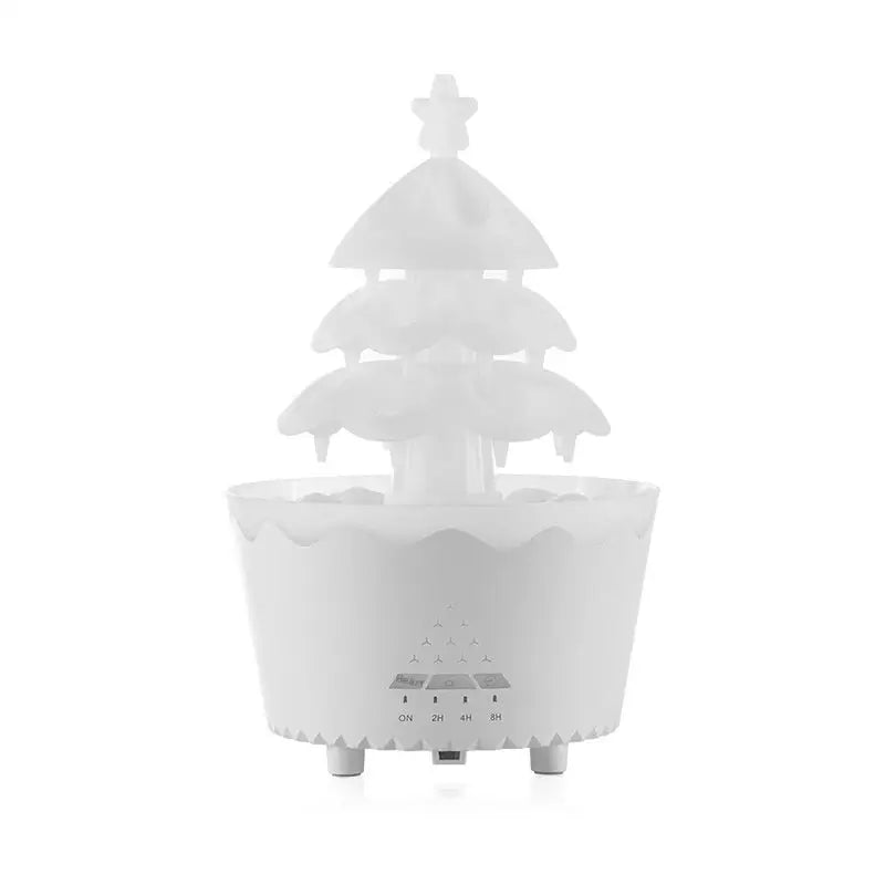 White plastic christmas tree essential oil aroma diffuser humidifier with tiered branches and star topper