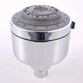 Chrome plastic small shower head with chrome finish gray multi-hole spray face and sleek cylindrical design