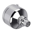 Chrome plastic small shower head with chrome finish, sleek cylindrical design, and textured grip on adjustment knob