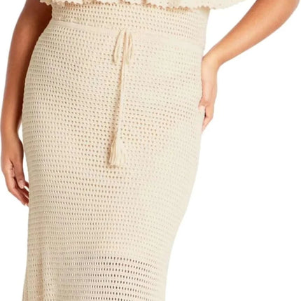 City Chic Womens CITYCHIC Plus Size Dress Callie Crochet Natural 16 - Royalessencelux