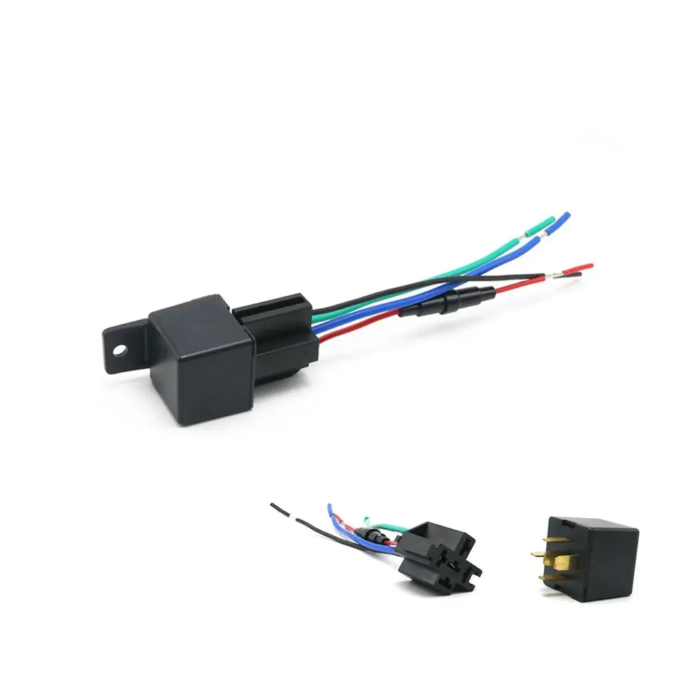Black rectangular cj720 relay gps with color-coded wiring and mounting bracket for gps car tracker smartphone app integration