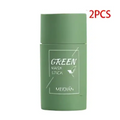 Green deodorant stick with a matte finish and minimalist label for cleansing green tea and eggplant oil control use
