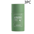 A sleek matte green cylindrical nicor mask stick for cleansing green tea and eggplant oil control by meidián