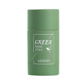 A matte green cylindrical nicor deodorant stick with a minimalist white label for cleansing green tea and eggplant oil control
