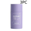 Lavender-colored cylindrical nicor cleansing green tea and eggplant oil control mask stick with minimalist white labeling