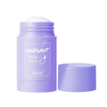 Lavender cylindrical nicor eggplant mask stick with white labeling for cleansing green tea and eggplant oil control