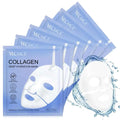 Yecuce collagen face mask real deep mask 6pcs in light blue packaging with white sheet mask design for hydration