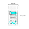 White plastic bottle with teal and black labeling of collagen multivitamin healthcare supplement peptide mineral formula