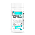 White plastic bottle of collagen multivitamin healthcare supplement with teal and black labeling for daily wellness