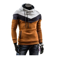 A men’s winter autumn color block hoodie with gray black and orange geometric pattern for autumn designer hoodies