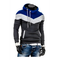 Color block men’s winter autumn designer hoodie in blue gray and black with white drawstrings for autumn designer hoodies