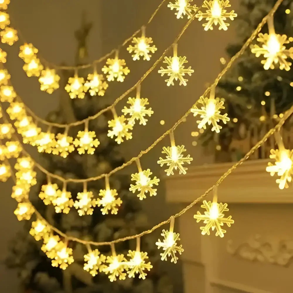 Colorful led snowflake lights featuring warm white led snowflake designs ideal for festive decoration