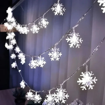 White colorful led snowflake lights with delicate translucent design perfect for festive decoration
