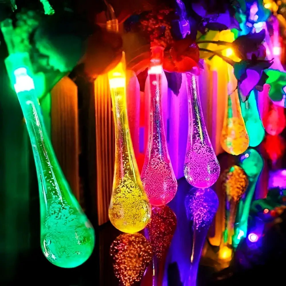 Colorful teardrop bubble garden solar lights featuring translucent bubble-filled design and multiple lighting modes