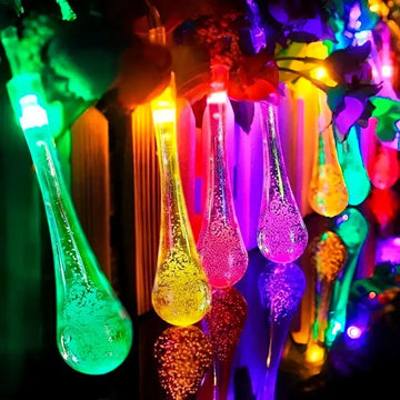 Colorful teardrop bubble garden solar lights featuring translucent bubble-filled design and multiple lighting modes