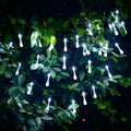 White teardrop colorful teardrop bubble garden solar lights with lighting modes hanging among green leaves