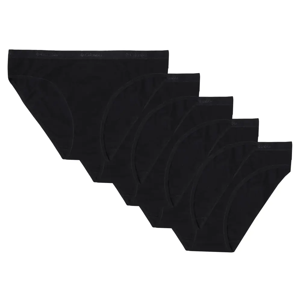 Columbia Sports Womens stretch cotton bikini briefs 5-pack in black seamless design for comfortable everyday wear