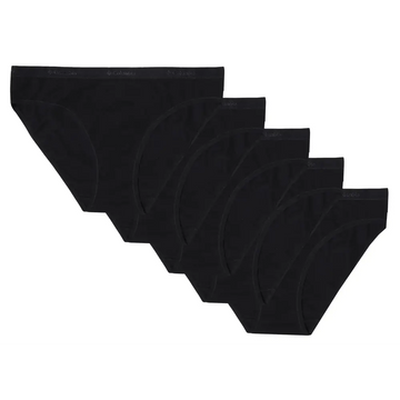 Columbia Sports Womens stretch cotton bikini briefs 5-pack in black seamless design for comfortable everyday wear