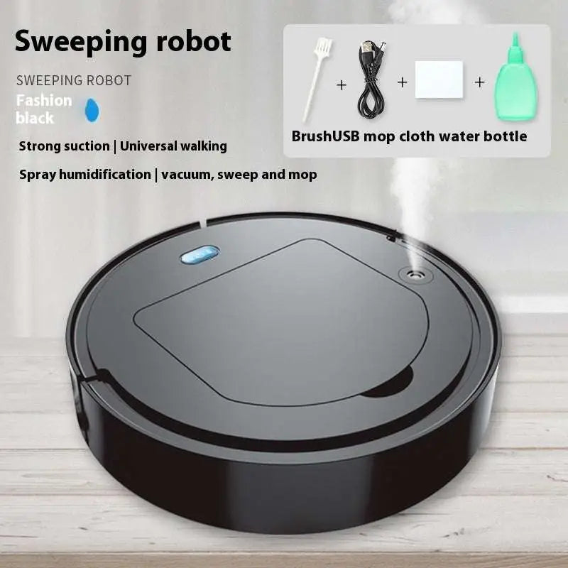 Black circular sweeping robot with blue indicator light for commercial wireless sweeping intelligent cleaning tasks