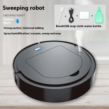 Black circular sweeping robot with blue indicator light for commercial wireless sweeping intelligent cleaning tasks