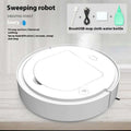 Ivory-colored circular sweeping robot with integrated spray humidification system for commercial wireless sweeping