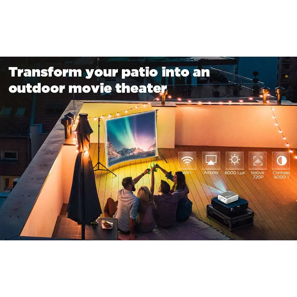White compact screen projector home with sleek design and visible side ventilation grilles for high definition use