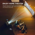 White compact high definition screen projector home with wireless connectivity icon on top surface